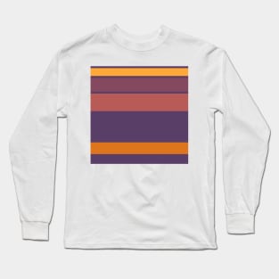 An engaging admixture of Old Heliotrope, Dark Mauve, Dark Salmon, Cocoa Brown and Mango stripes. Long Sleeve T-Shirt